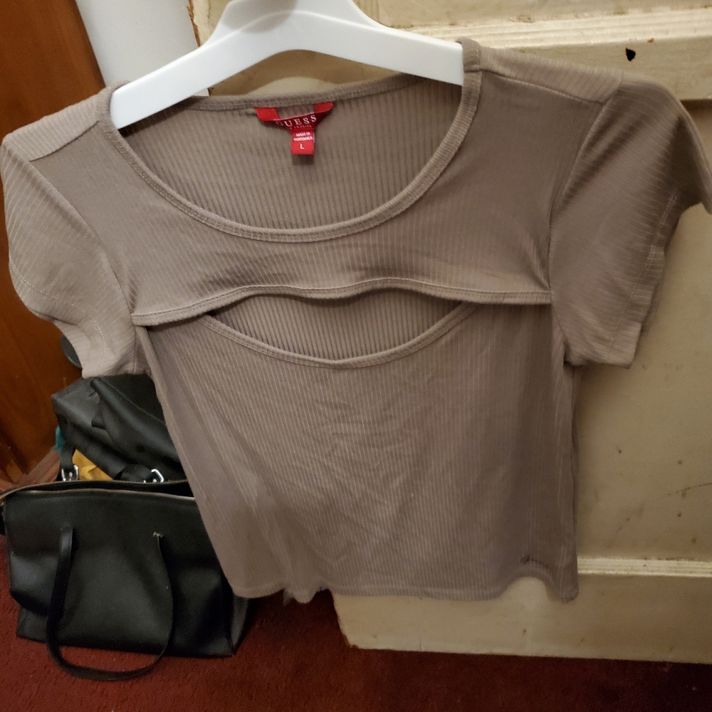 Guess beige sexy blouse size Large